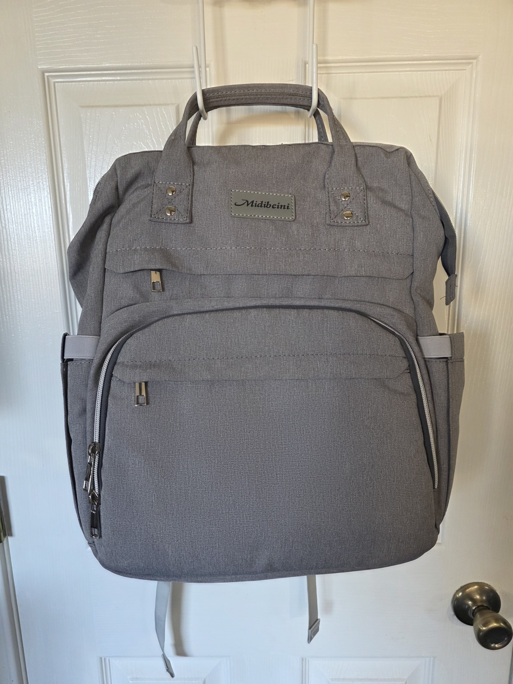 Gray Baby Diaper Backpack - Practical Hands-Free Baby Bag